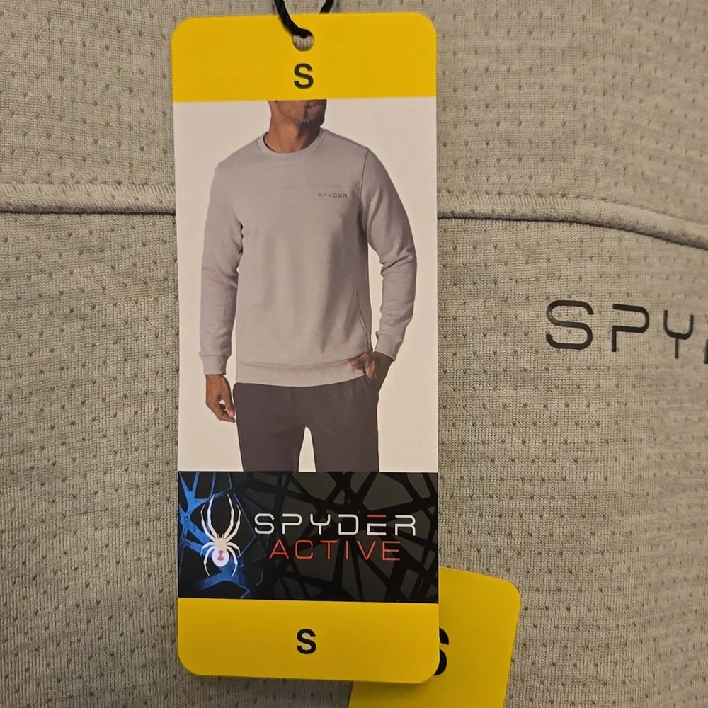 Spyder Men's Light Gray Crewneck, Fleece Lined, Pullover Sweater